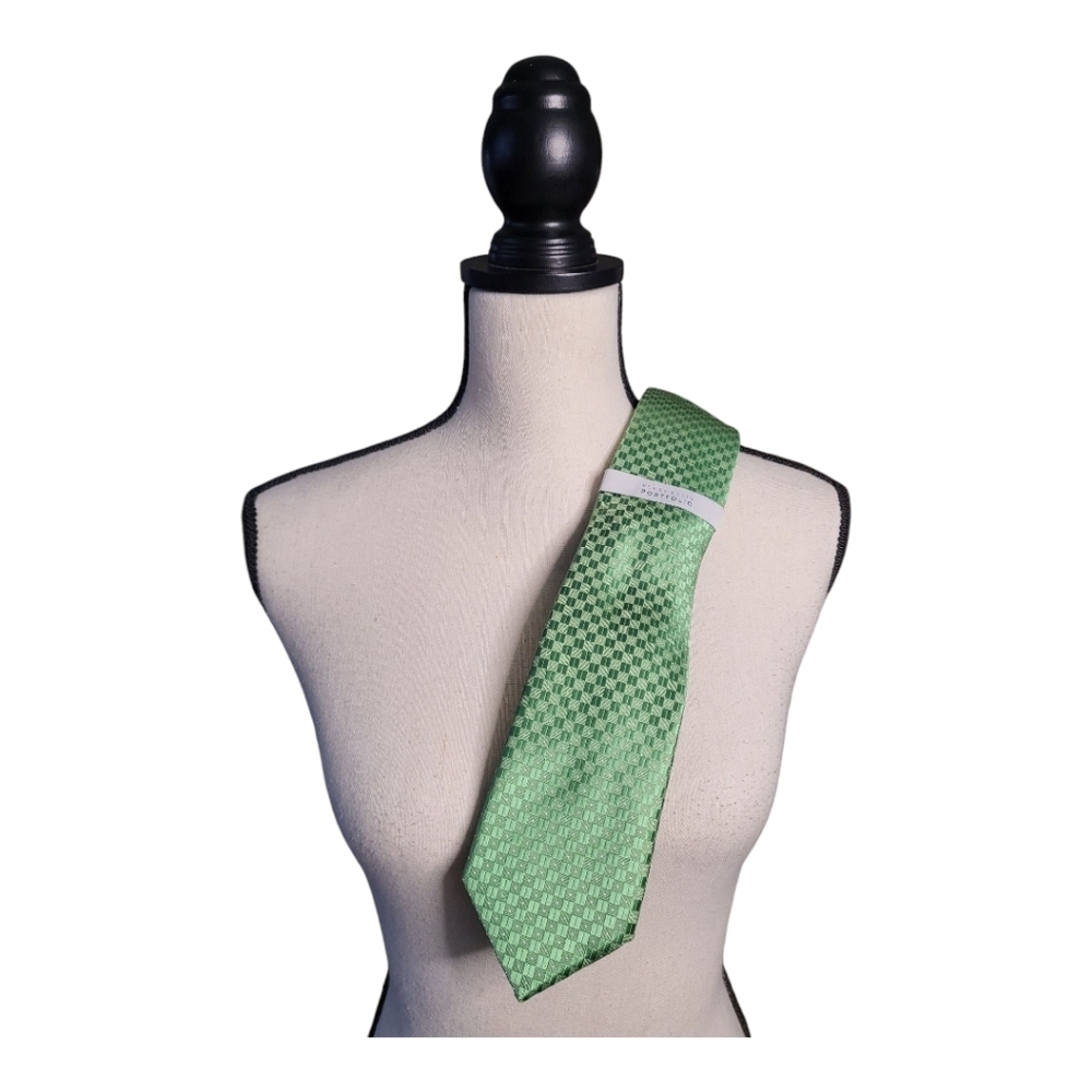 Perry ellis Green‎ Checkered Tie New